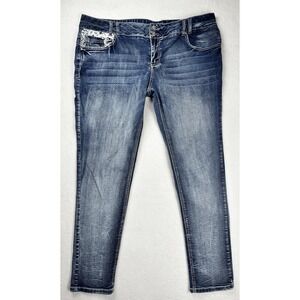 Amethyst Jeans Women's Size 20 Blue Denim Lace Pocket Stretch Jeans